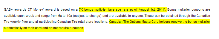 CDN Tire Gas Rewards Average 7x