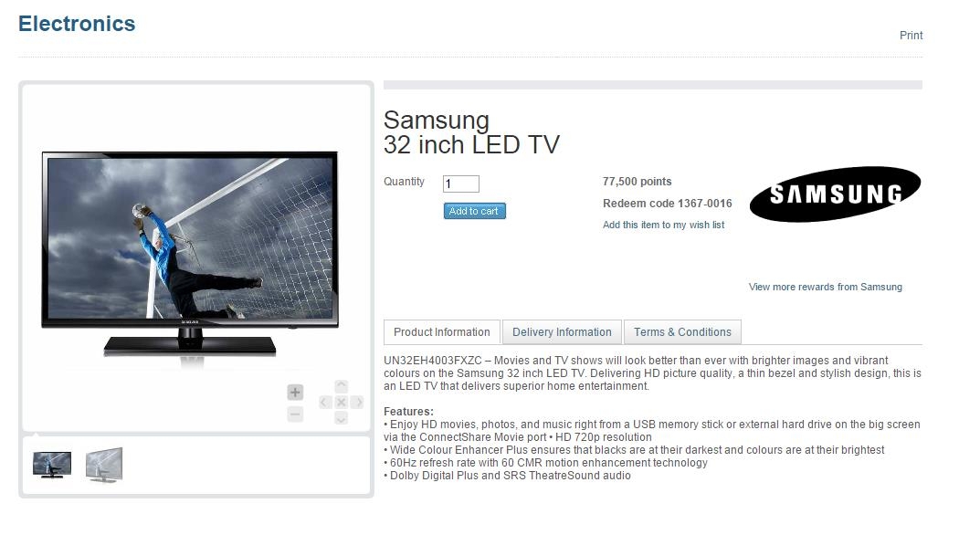 4 - Membership Rewards Samsung TV