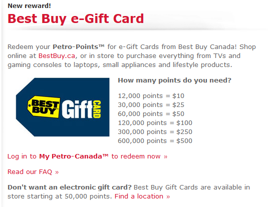 Petro Points Redeem - Best Buy e-Gift