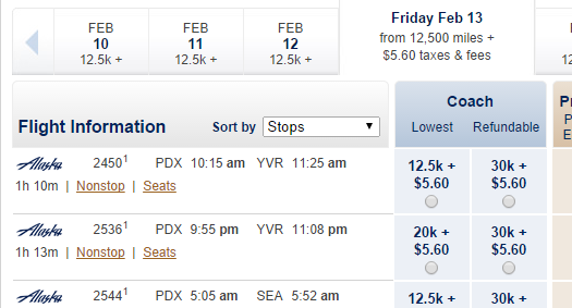 PDX-YVR on AS