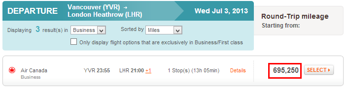 Aeroplan unreasonable mileage