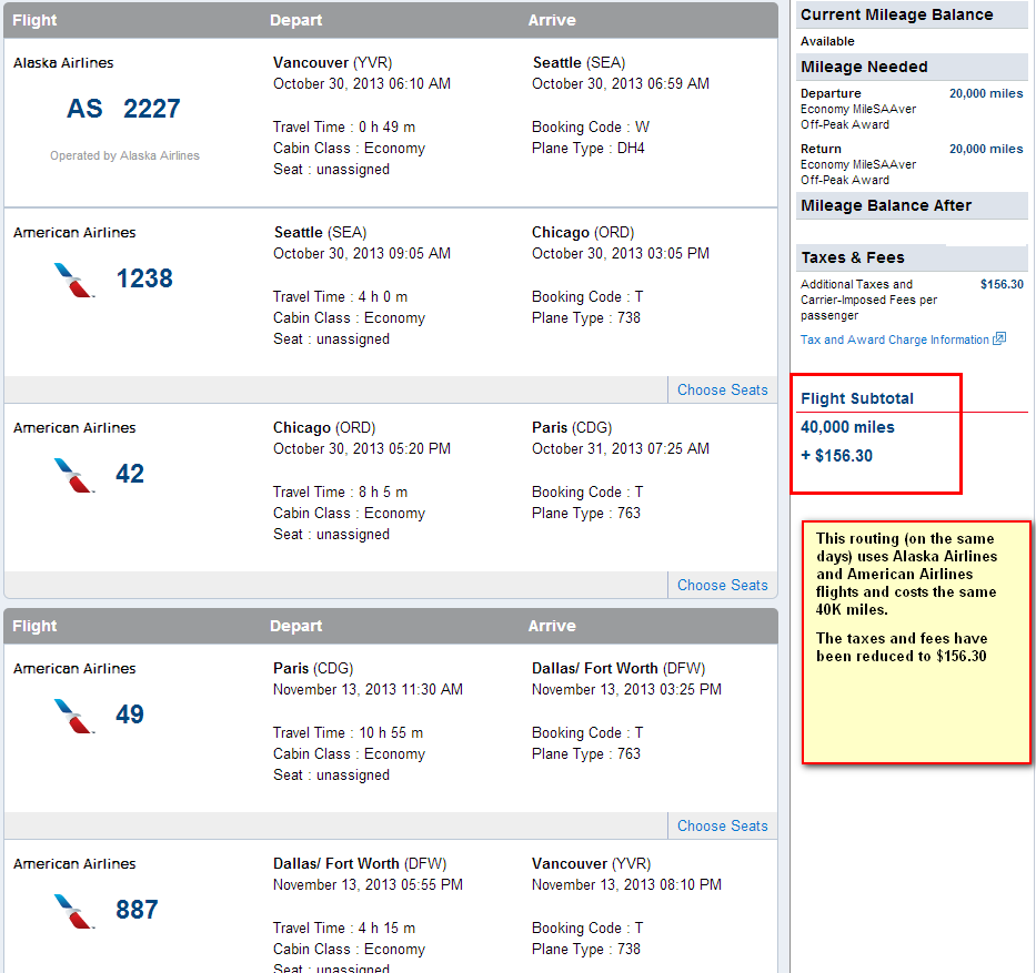 American Award - AA flights