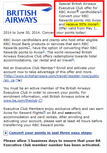 Rbc Avion Rewards Chart